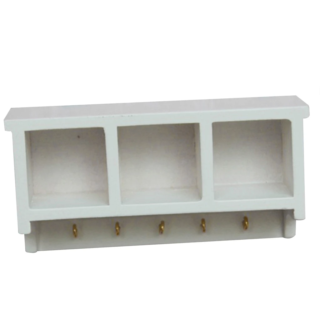 1:12 Dolls House White Miniature Wood Kitchen Wall Rack Hanger Hooks Dollhouse Furniture