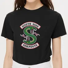 Футболка с изображением ривердейла, женские летние топы в стиле Харадзюку, женские футболки с принтом змеи ривердейла, забавные винтажные футболки