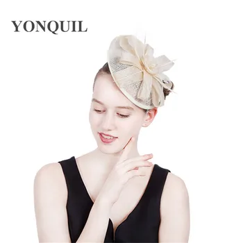 

Ladies Fascinators with feather Racing Season Hats Sinamay Wedding Hat for Cocktail Party Event Occasion New Arrival multi-color
