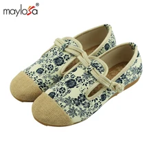 2017 New women Flat Shoes Ballerinas Dance Embroidery Shoes femme Vintage Embroidery Casual Canvas shoes ML03