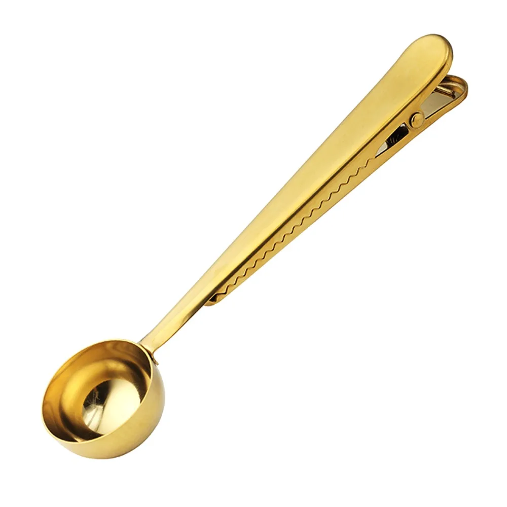 Stainless Steel Ground Coffee Tea Measuring Scoop Spoon With Bag Seal