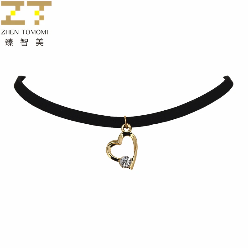 2020 Новое поступление модный Bijoux черный бархатный кожаный Collares Collier Сердце