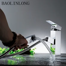 BAOLINLONG Chrome Brass Bathroom Faucets Basin Deck Mount Vanity Vessel Sinks Mixer Tap Pull Out Faucet BAOLINLONG Chrome Brass Bathroom Faucets Basin Deck Mount Vanity Vessel Sinks Mixer Tap Pull Out Faucet