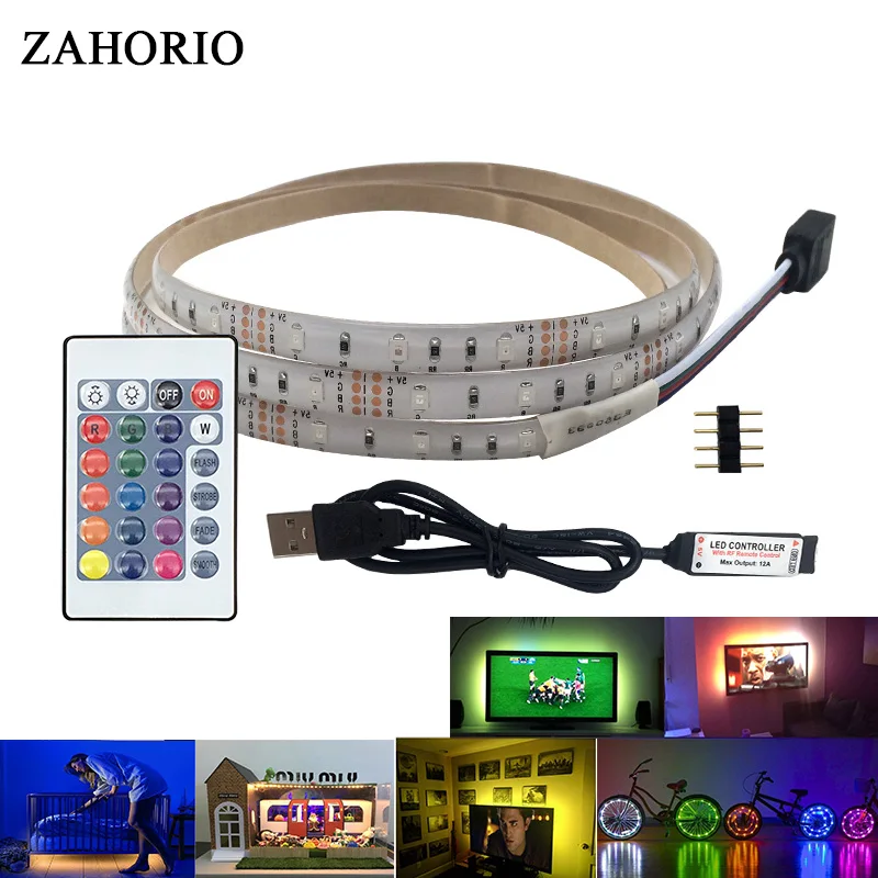 

5V RGB USB Power LED Strip light RGB 2835 3528 SMD HDTV TV Desktop PC Screen Backlight Bias lighting Tape 50CM/1M/2M/3M/4M/5M