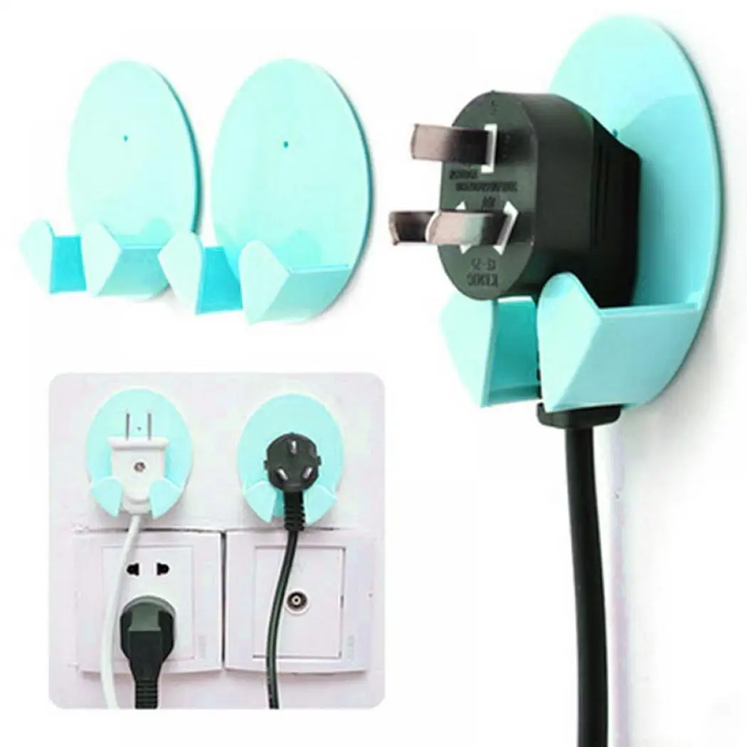 

2Pcs Hooks Rack Creative Plug Electrical Wall Plastic Hook Hanger Holder Self adhesive hook up storage for door kitchen Bathroom