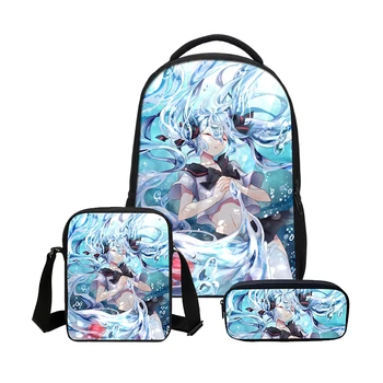 

VEEVANV Animal mochila Hatsune Miku Girls School Backpacks for teenage girls Bookbag Shoulder Bags Pencil Case 3 PCS/SET Bagpack