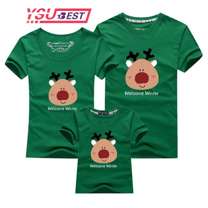 

New Matching Family Clothing Sets 2018 Christmas Family Look Deer Print Clothes Mother Daughter Father Son Children T-Shirt Gift