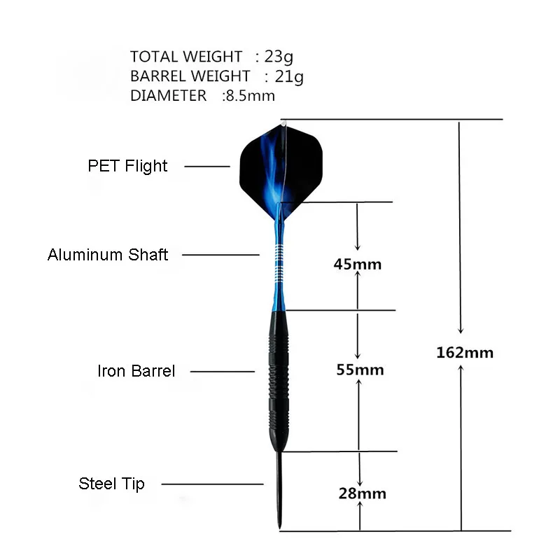 6 шт Профессиональные дротики набор 23 г красный синий цвет 162 мм стальные наконечники дротики с алюминиевые дротики валы