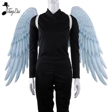 Engelenvleugels TDAICHAN Espuma Pu de Alta Qualidade Macio Adulto Mulheres Traje Cosplay Preto e Branco Asas De Anjo Alas De Anjo asas