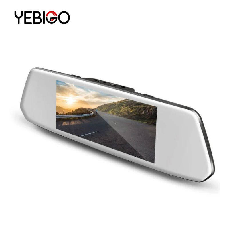 Автомобильный видеорегистратор YEBIGO с двумя объективами 7 0 дюйма Full HD 1080P зеркало