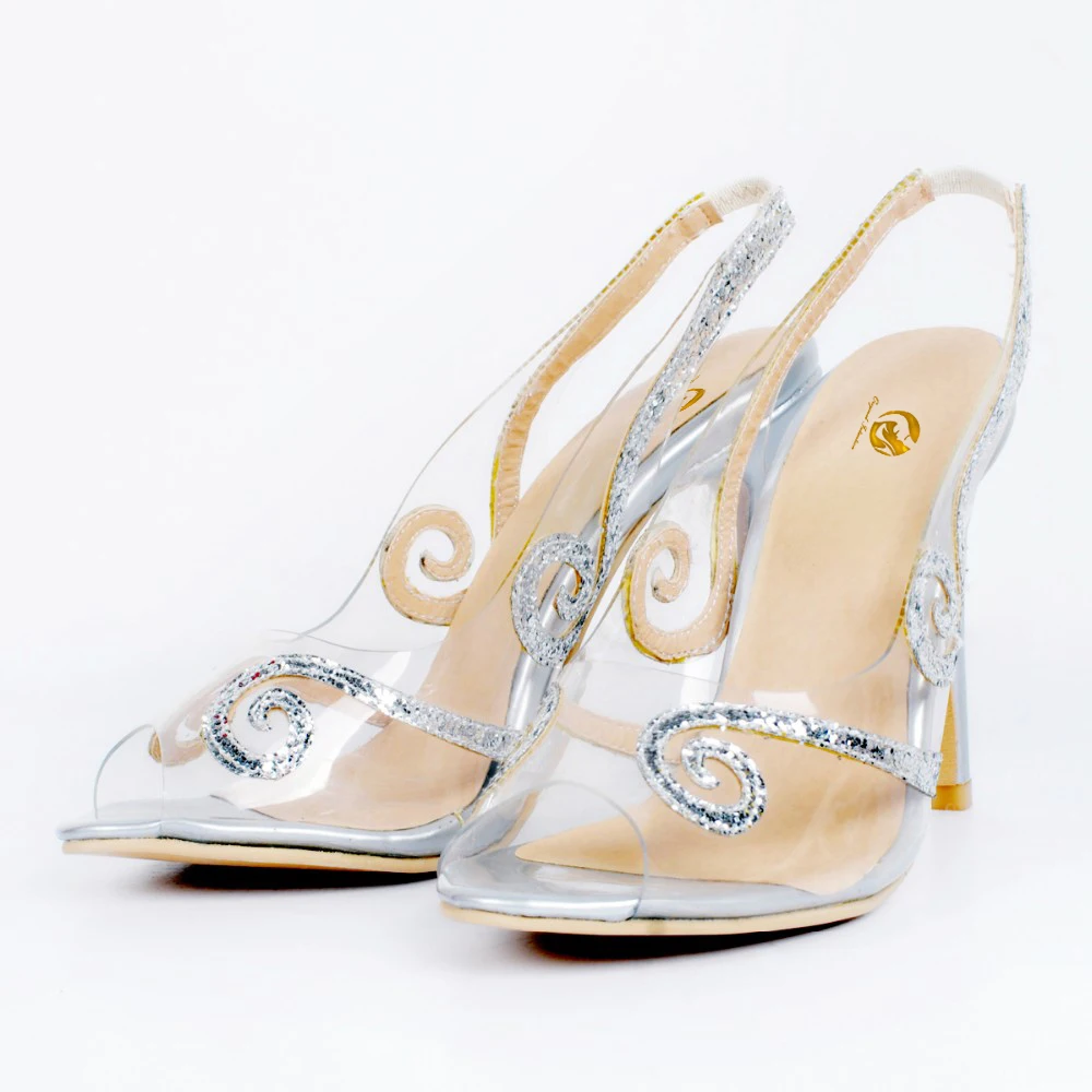 Original Intention New Gorgeous Women Pumps Beautiful Peep Toe Thin Heels Pumps Nice Silver Shoes Woman Plus US Size 4-15