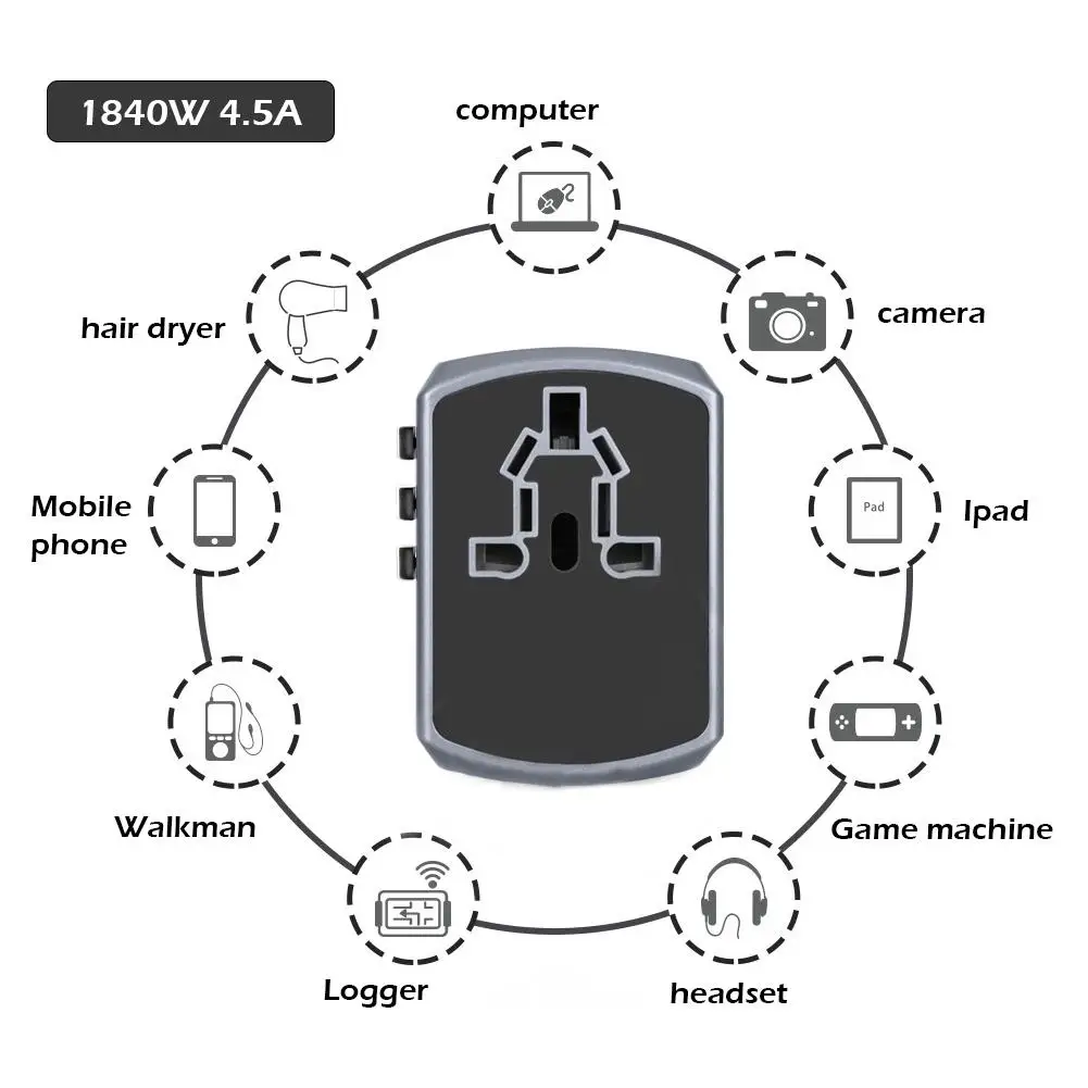 Универсальный мировой мобильный адаптер штепсели