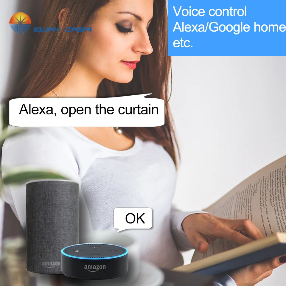 EWAY Каса Alexa& Google Home Tuya моторизованная шторка с WiFi треком Автоматическая электрическая занавес дорожка умный дом CM_ CMJTUYA_ TRACK1N