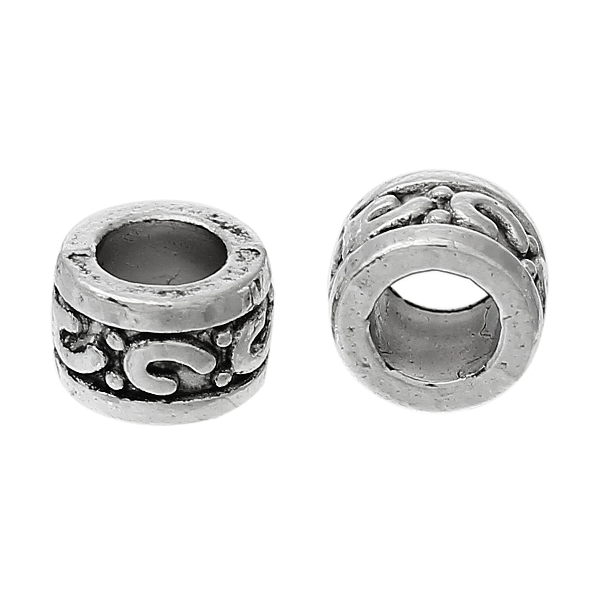 

DoreenBeads Zinc Metal Alloy Spacer Beads Cylinder Antique Silver Auspicious cloudsAbout 5mmx3mm,Hole:Approx 2.9mm,34 PCs