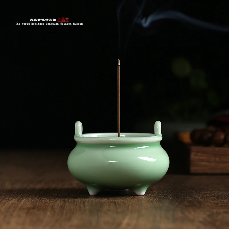 ceramic incense incense for Buddhist activities with antique three foot line fragrant incense burner incense censer tong xinxiang ceramic incense burner incense tea retro supplies with incense burner incense