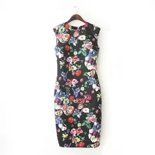 New Fashion Summer Women Dresses Elegant Floral Printed Dress Lady Temperament Charm Slim Dress Casual Sleeveless Dress AA8062