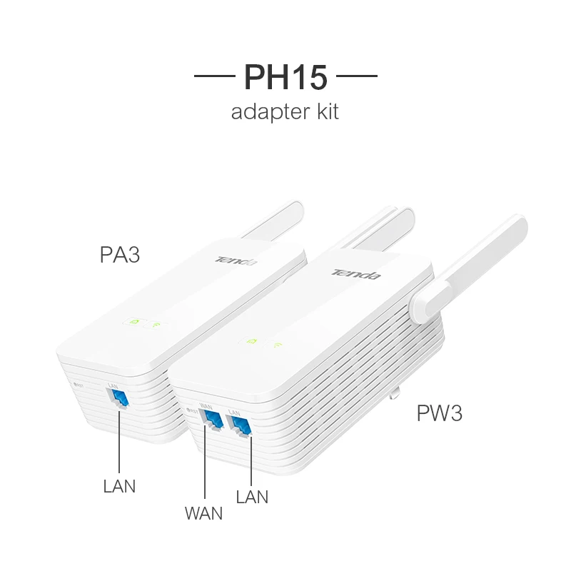 Tenda PH15 1000 м Гигабитный беспроводной Wi Fi адаптер Powerline удлинитель комплект сетевой