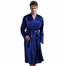 Мужская домашняя одежда в китайском стиле с длинными рукавами из вискозы, халат темно-синего цвета, одежда для сна, новое летнее мужское кимоно Ночная рубашка в комплекте с купальным халатом