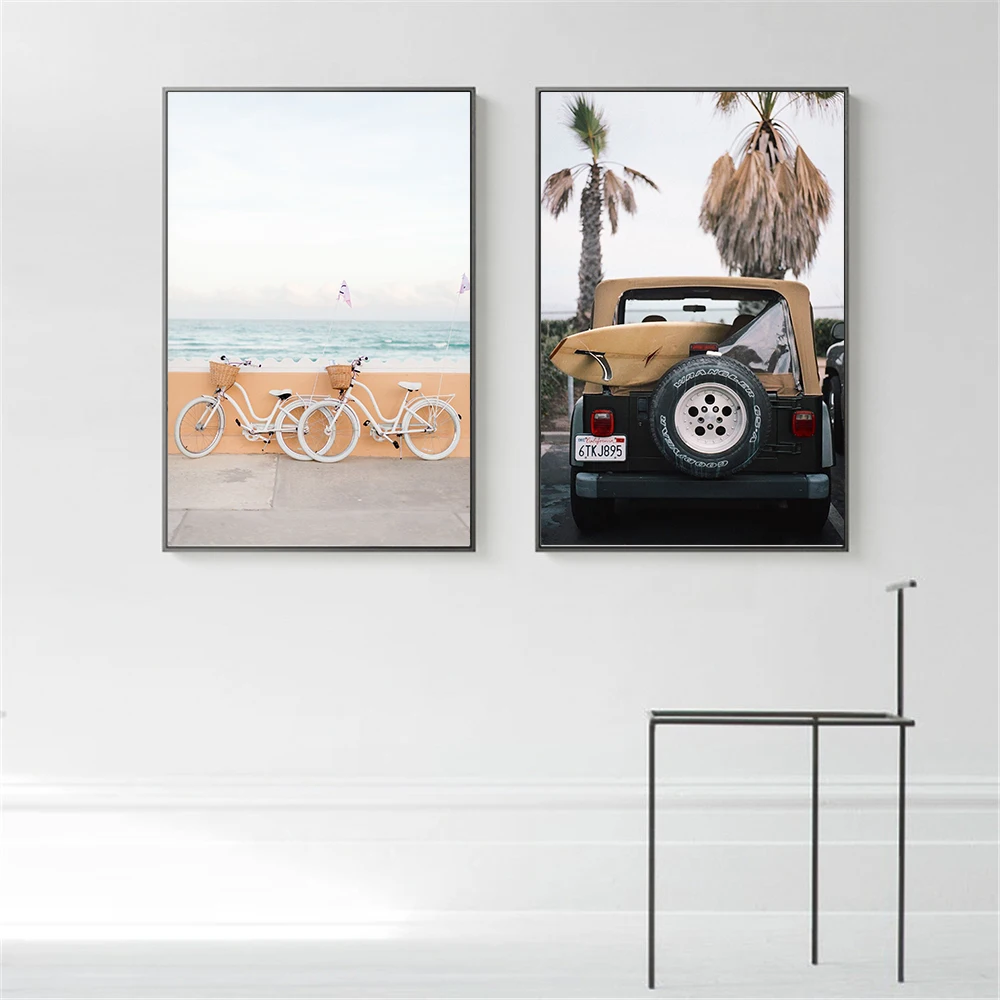 Nordic-Scandinavian-Decoration-Tropical-Landscape-Posters-Modern-Prints-Bike-Sea-Beach-Bus-Wall-Art-Canvas-Painting (3)