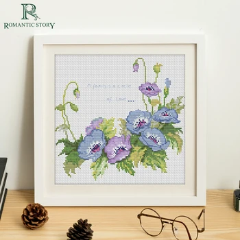 

Romantic Story Cross Stitch Set DIY Beginners Needlework Embroidery Happy flower for Cross-stitch kits