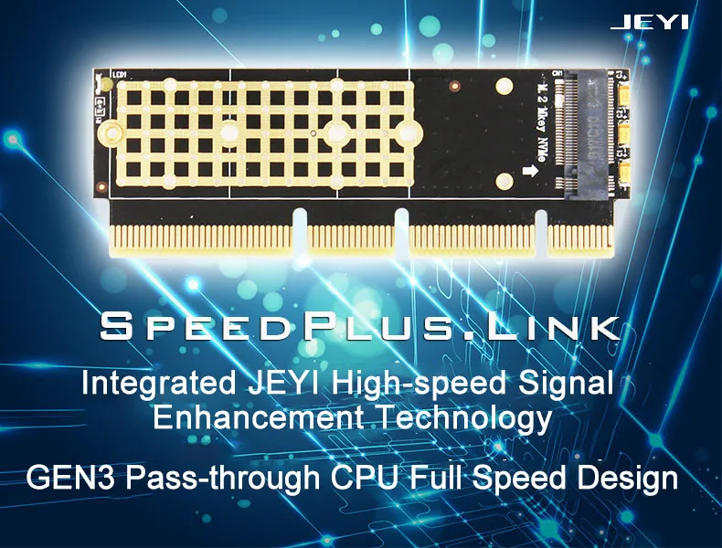JEYI MX16-1U M.2 NVMe SSD NGFF для PCI-E 3,0X4X8X16 адаптер M ключ интерфейсная карта m.2 полная скорость поддержка PCI Express 2230-2280