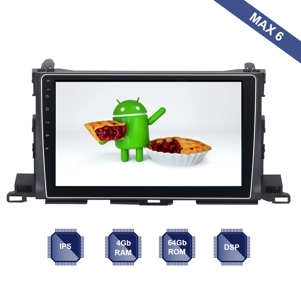 

Android 9.0 Car Radio 2 Din GPS Navi for Toyota Highlander 2014 2015 2016 2017 2018 PX6 DSP IPS Screen 4Gb+64Gb 6-Core RDS WIFI