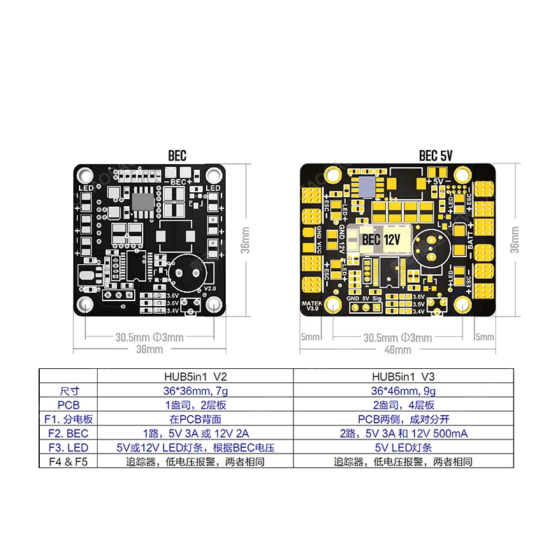 Мини концентратор питания распределительная плата PDB с BEC 5V & 12V для FPV QAV250 ZMR250
