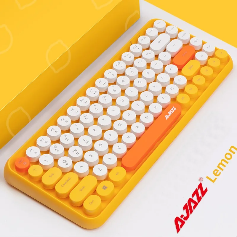 

Ajazz 308 2 Multi-Device Steam Punk Retro Round Keycap Universal Bluetooth Wireless keyboard For Mobile Phone,Tablet ,Notebook