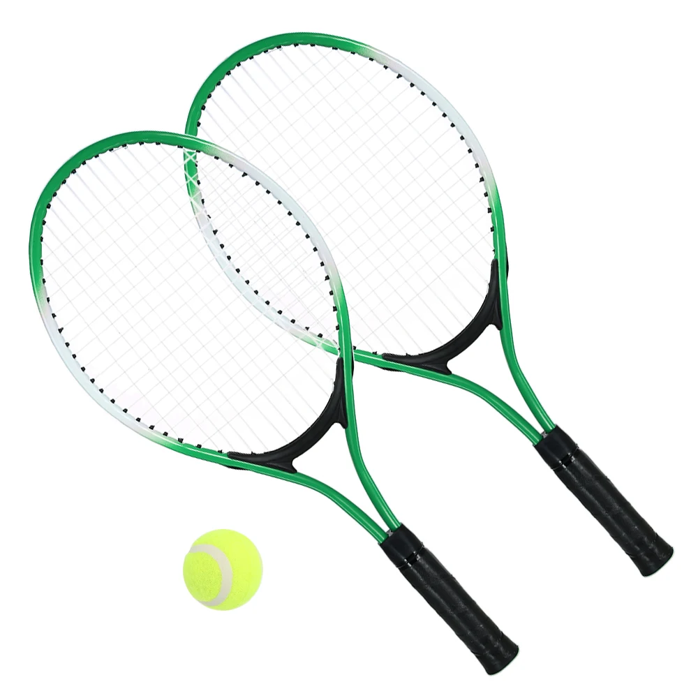 Высокое качество, 2 шт., детская Теннисная ракетка, тренировочная ракетка с 1 теннисным мячом и чехлом для детей, Молодежные Детские теннисные ракетки