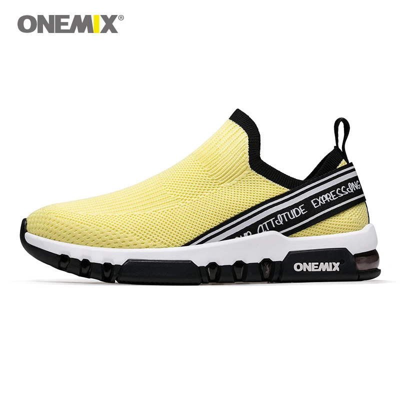 Yellow ONEMIX мужские кроссовки для бега Обувь с дышащей сеткой уличные кроссовки Мужская Спортивная обувь для Для женщин спортивные легкие ботинки для ходьбы распродажа - Цвет: Yellow