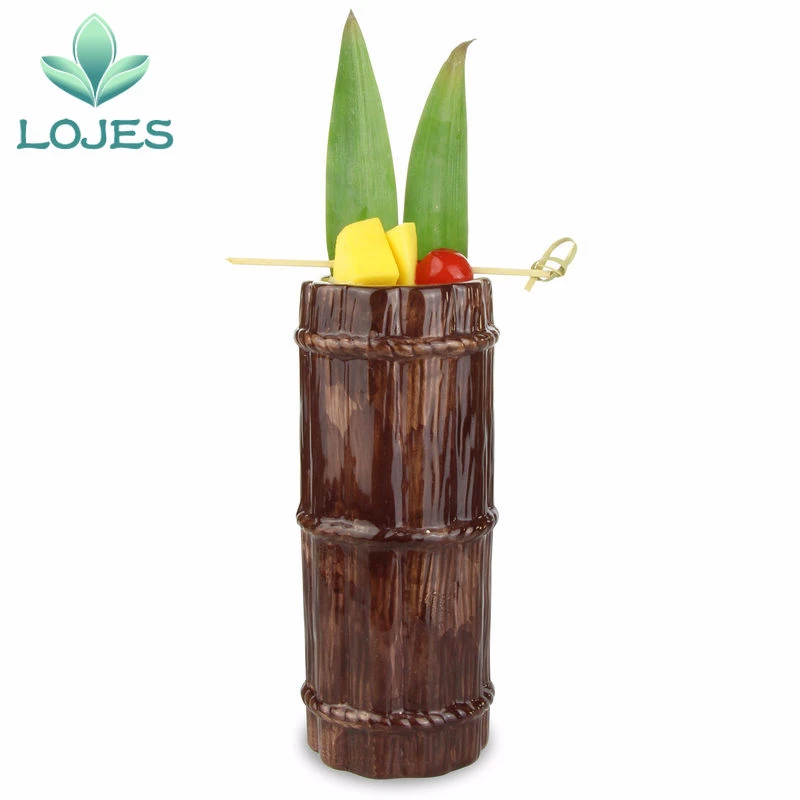 

New Hawaii Tiki Mugs Cocktail Cup Beer Beverage Mug Wine Mug Ceramic Bamboo Tiki Mug 470ml