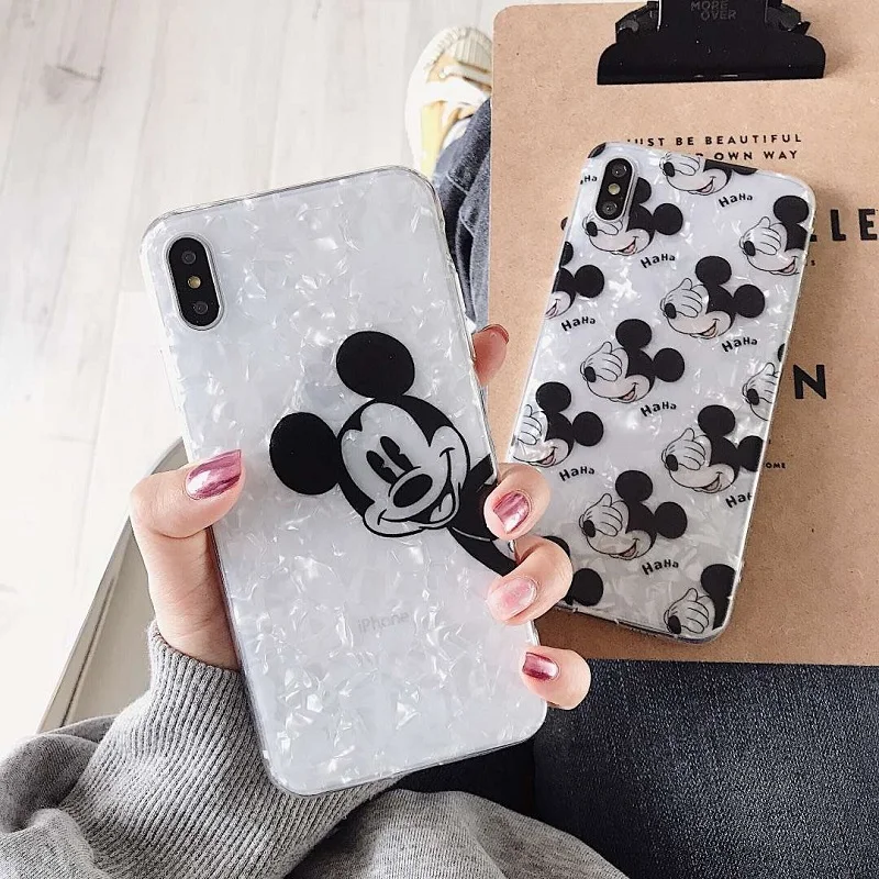 

Cute Cartoon Mickey Minnie Phone Cases For iphone7 case Transparent Silicon Cover For iphone6 6s 7 8plus XR XS MAX XS case Capa