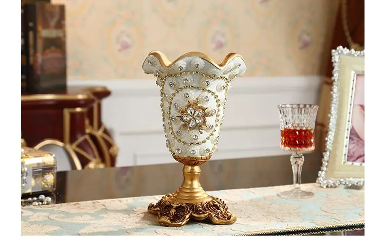 Европейский Алмаз Роскошные смолы ваза украшения ретро древний дворец ремесла мебель для гостиной украшения Цветочная композиция искусство