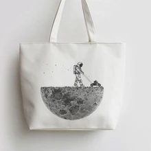 Астронавт косить Луну Аниме Холст сумки сумка для покупок с персонажем из мультфильма сумка для покупок и продуктов GA415