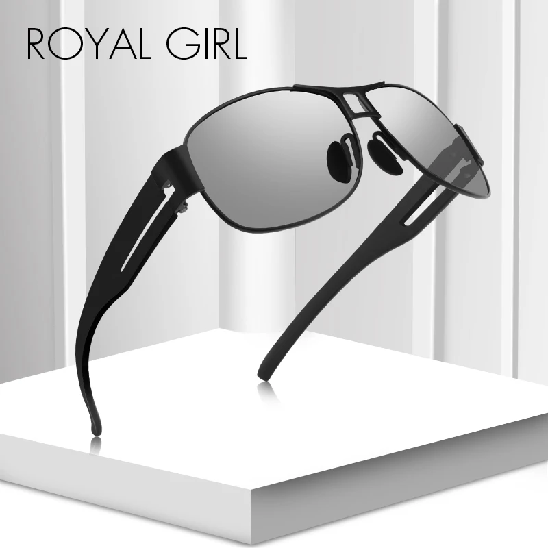 

ROYAL GIRL Classic Pilot Sunglasses Men HD Polarized Driving Sun Glasses Male Luxury Brand Designer Metal Frame UV400 MS088