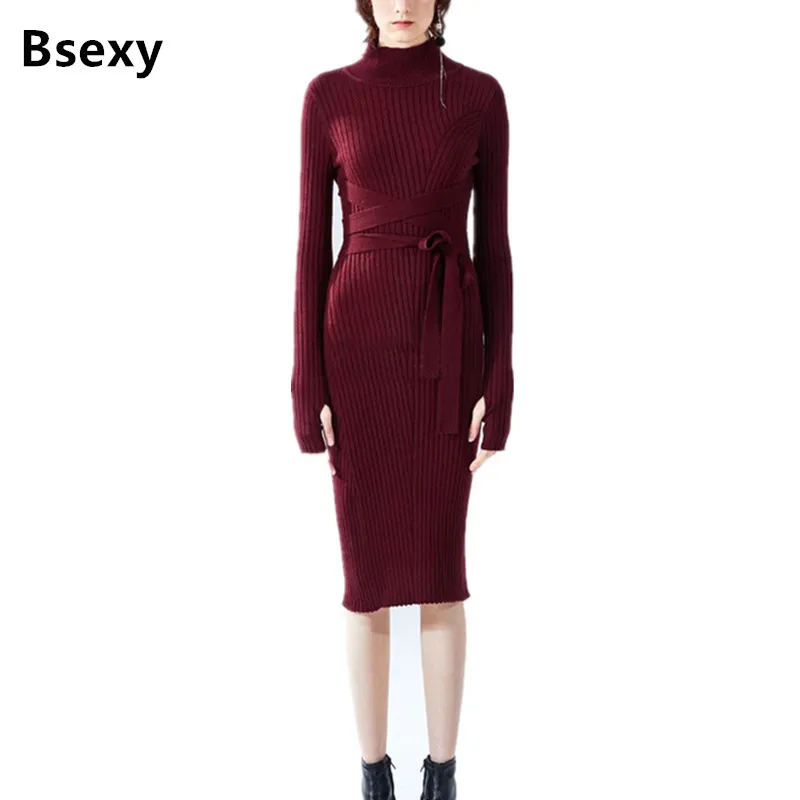 dark red sweater dress