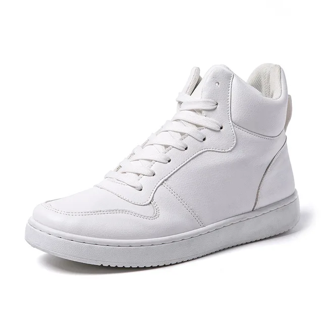 White Leather Punk Hip Hop Shoes sneakers White Color Dance Platform ...