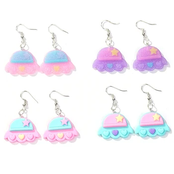 

1pair Fashion Craft Multicolor Spaceship Drop Earrings Resin earring for Birthday Gift Child Girls Teens Jewelry