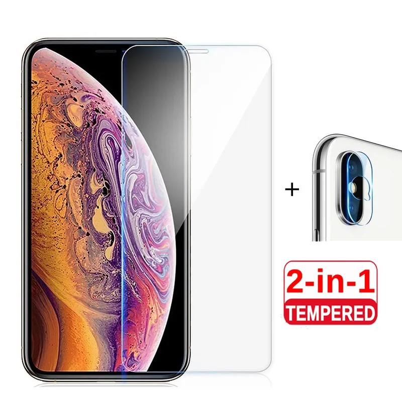Закаленное стекло + Защитная пленка для камеры iphone 6S 6 7 8 plus X S max защита экрана