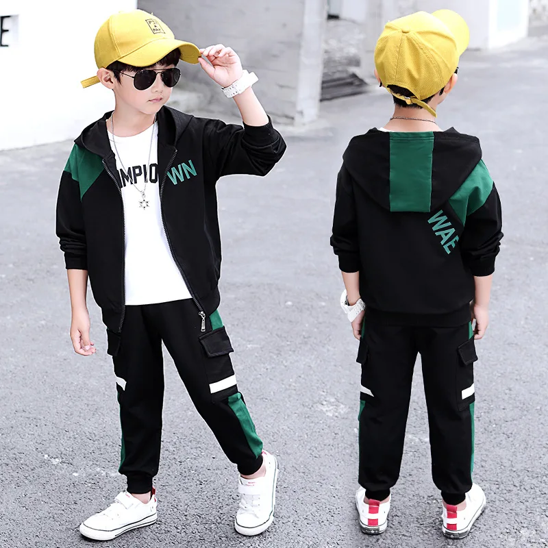 

Boys Clothing Set 3pcs Autumn New Design Fit for 4-10 years old Cotton Material JS033 Children Clothes Boys Sports Suits