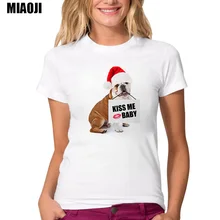 

MIAOJI 2018 summer shirt fashion T-shirt Bulldog lady T - shirt interesting pet round shirt casual shirt