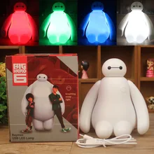 RGB с регулируемой яркостью Креативный Большой Герой милый мультфильм Baymax светодиодный usb зарядка Ночной светильник спальня лампа детский подарок ночник для детей