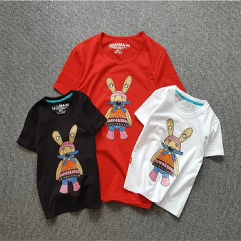 

Mom Dad Kids Tshirt Matching Outfits Family Father Mother Tees Mama Son Daughter T Shirt Fashion Cartoon Rabbit Family Look