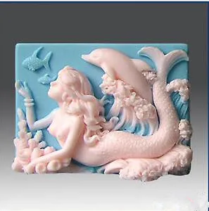 

dolphin and mermaid silicone square handmake soap mold