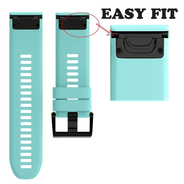 26 22 20MM Watchband Strap for Garmin Fenix 5 5X 5S 3 3 HR Fenix 6X 6 6S S60 MK1 Watch Quick Release Silicone Easyfit Wrist Band - Цвет: Mint Green