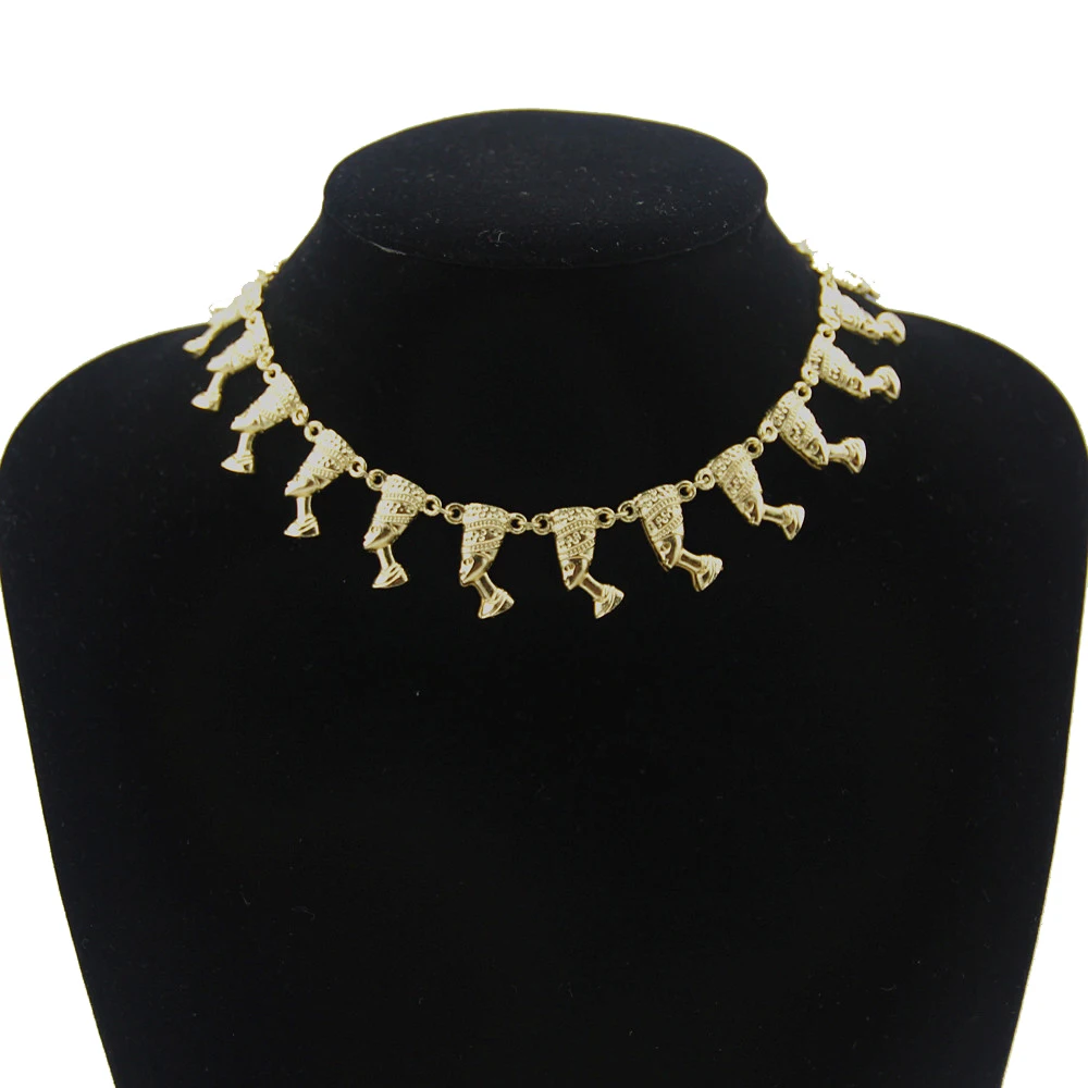 Мода Золото египетская Королева Нефертити ожерелье-чокер с подвесками в дизайне Павлиньего хвоста