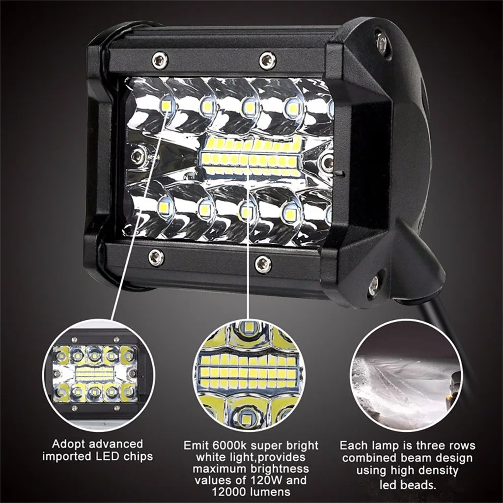 Car Accessories 60W 2Pcs 5 Inch LED Work Light Spotlight Off-road Driving Fog Lamp Truck Boat Auto Headlights 12V Led Light