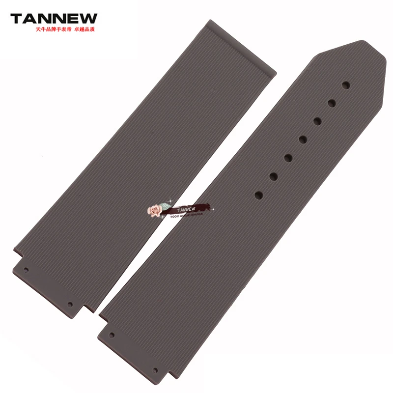 

Wristwatch accessories rubber strap silicone strap black or grey stripe 25 * 19 mm