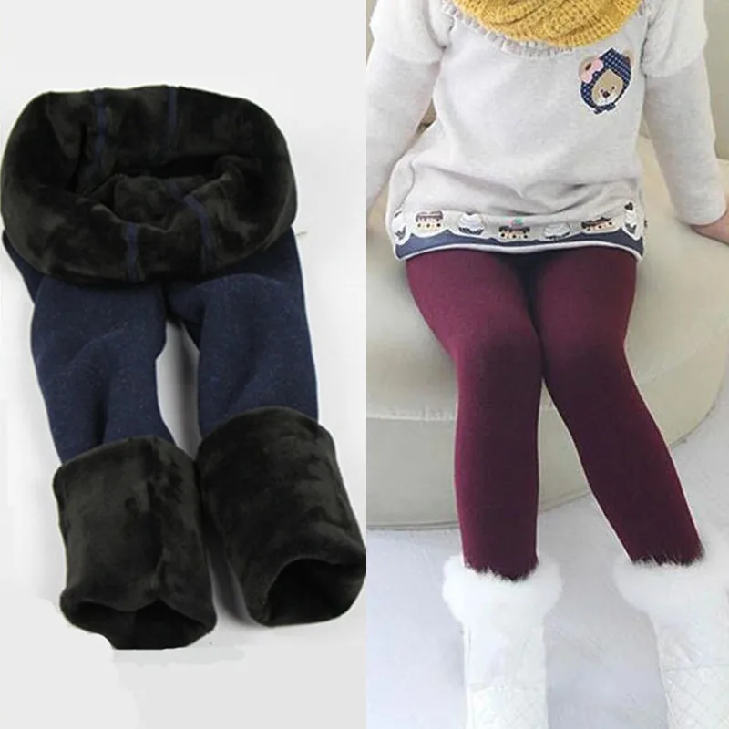 Детские зимние теплые штаны для девочек, хлопковые бесшовные интегрированные детские штаны, леггинсы, плюшевые плотные бархатные леггинсы, брюки для девочек