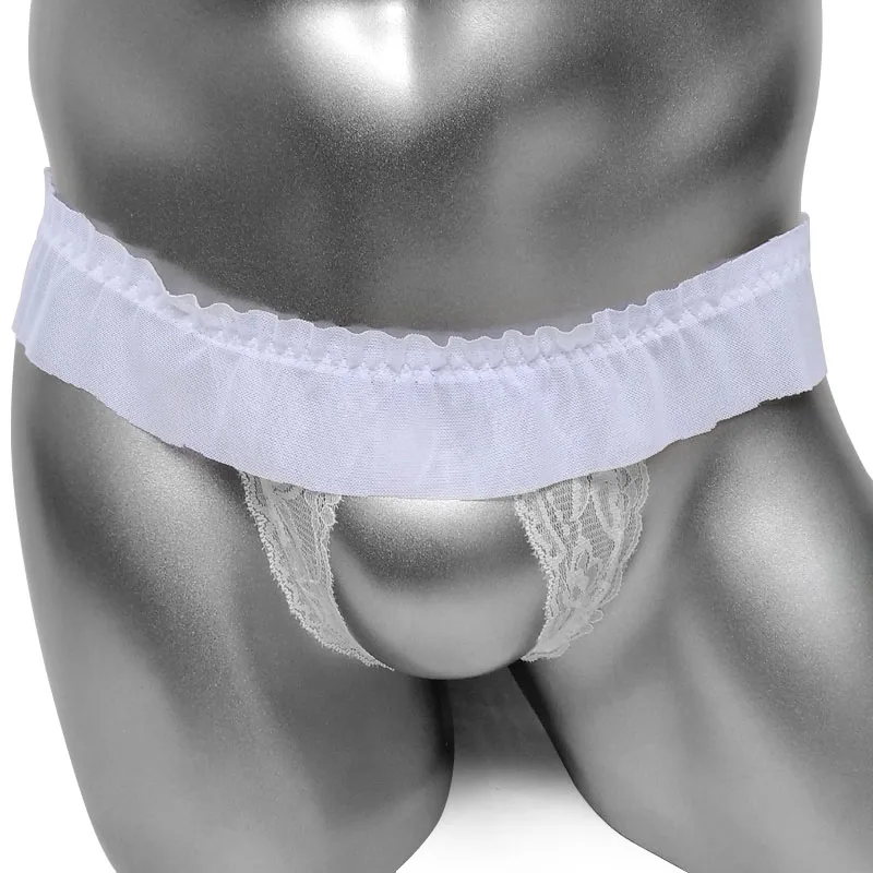 

Men Lingerie Sexy Gay Sissy Thong Panties Underwear Open Crotch Men Jockstraps Underpants See Through Home wear Sissy Underwear